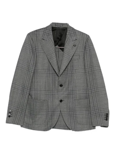 Lardini Plaid-pattern Blazer In Gray