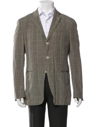 Pre-owned Lardini Plaid Print Blazer In Neutrals