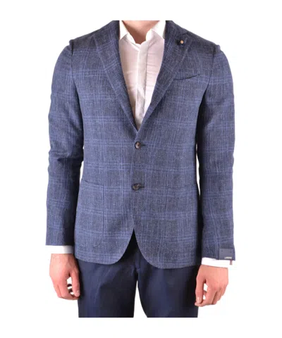 Lardini Plaid Suit Jacket In Blue