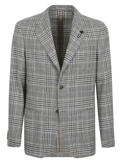 LARDINI PLAID TAILORED JACKET WITH NOTCH LAPELS