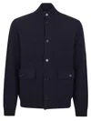 Lardini Plain Knit Jacket With Seven-button Closure In Blue