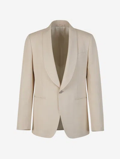 Lardini Plain Viscose Blazer In Cream