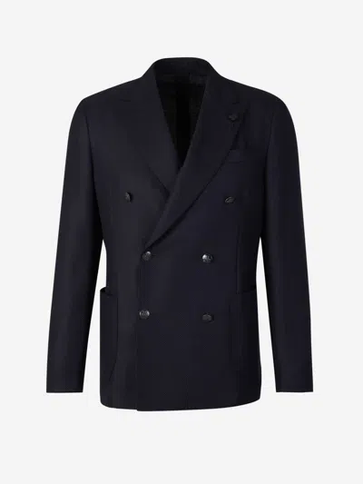 Lardini Plain Wool Blazer In Black