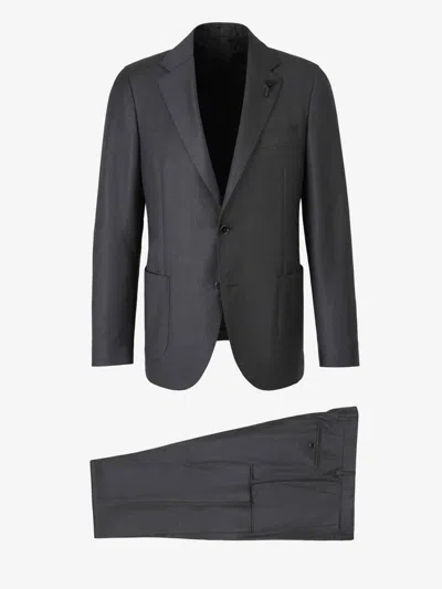 Lardini Plain Wool Suit In Gray