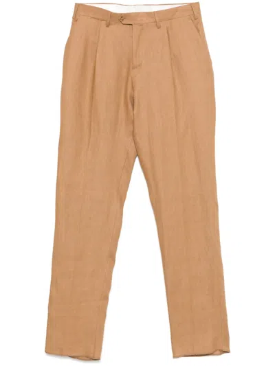Lardini Pleat-detail Trousers In Neutrals