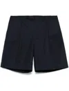 Lardini Men's Pleated Shorts With Back Pockets In Blue