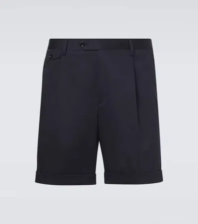 Lardini Pleated Cotton-blend Bermuda Shorts In Blue