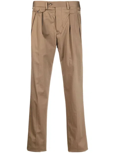 Lardini Pleated Straight-leg Trousers In Braun