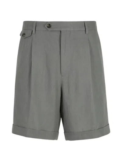 Lardini Pleated Turn-up Shorts In Gray