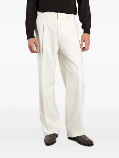 Lardini Pleated Wide-leg Trousers In White