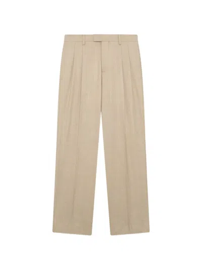 Lardini Pleated Wool Straight-leg Trousers In Multi