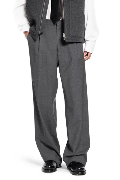 Lardini Pleated Wool Trousers In Gray