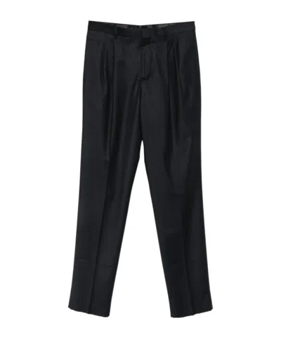 Lardini Pleated Wool Trousers In Black