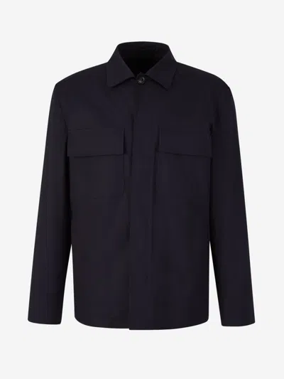 Lardini Flap-pocket Cotton Shirt Jacket In Midnight Blue