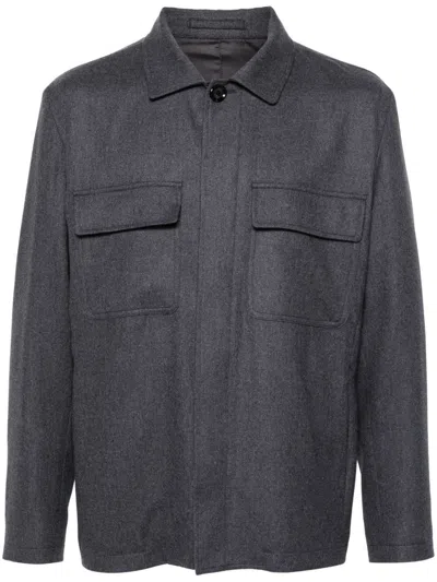 Lardini Pockets-detail Shirt Jacket In Antracite Grey