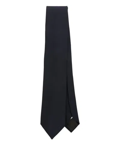 Lardini Pointed-tip Wool Tie In Black