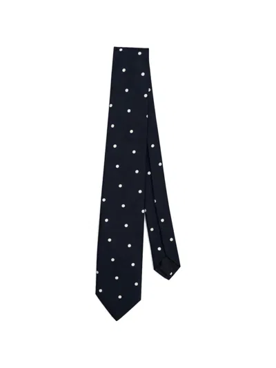 Lardini Polka-dot Silk Tie In Blue