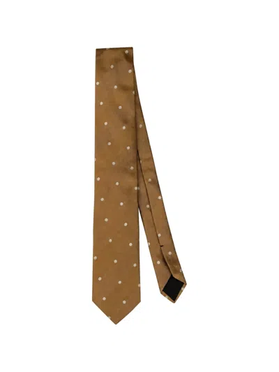 Lardini Polka-dot Silk Tie In Brown