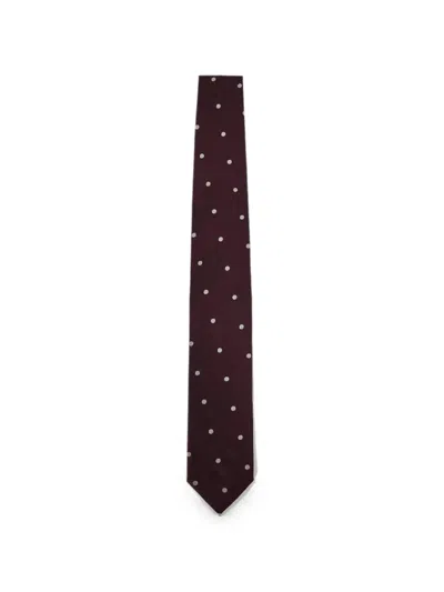 Lardini Polka-dot Silk Tie In Orange