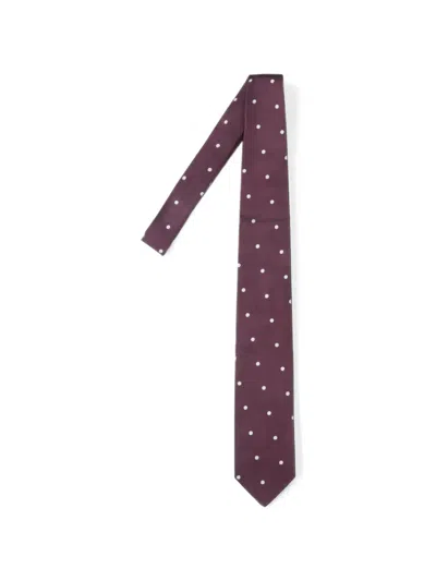 Lardini Polka-dot Silk Tie In Brown