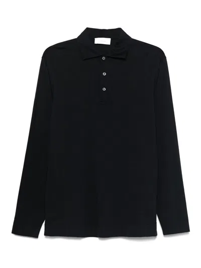 Lardini Long-sleeve Polo Shirt In Black