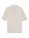 Lardini Ribbed Linen And Cotton-blend Polo Shirt In Beis