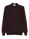 Lardini Half-button Long Sleeved Polo Shirt In Brown