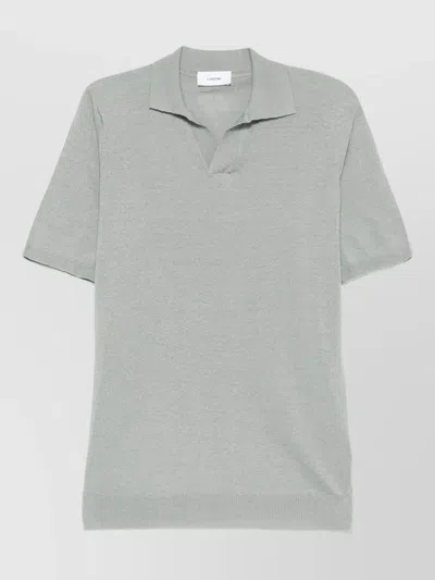 Lardini Polo Collar Short Sleeve Knit Shirt In Gray