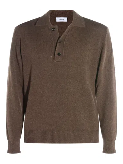 Lardini Polo-collar Sweater In Brown