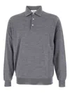 Lardini Grey Polo Shirt With Classic Collar And Dropped Shoulders In Wool Man In Gray