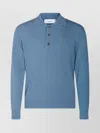 Lardini Polo Collar Sweater With Ribbed Cuffs And Hem In Blue