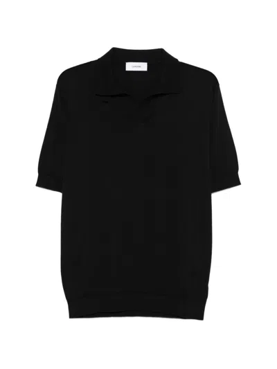 Lardini Polo Con Colletto A Polo In Cotone Nero  In Black