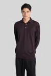 Lardini Polo In Bordeaux Wool In Brown
