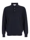Lardini Blue Polo With Classic Collar And Long Sleeves In Cotton And Silk Blend Man In Blue