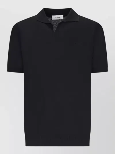 Lardini Polo Shirt Collar Short Sleeves Ribbed Hem In Black