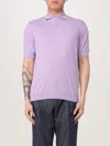 Lardini Short-sleeved Polo With Classic Collar In Lilac