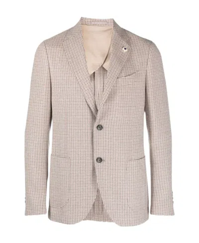 LARDINI POTA HOUNDSTOOTH-PATTERN BLAZER