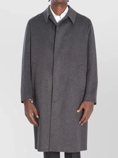 Lardini Shirt Collar Welt Pocket Coat In Gray