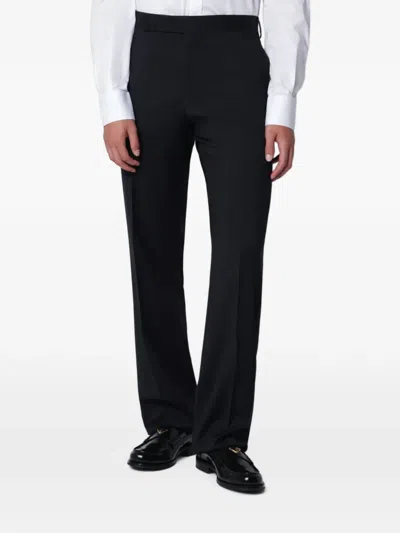 Lardini Blue Pleated Trousers With Pinstripe Pattern In Black