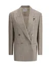 Lardini Prince De Wales Double-breasted Blazer In 250ma