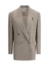 Lardini Prince De Wales Double-breasted Blazer In 250ma