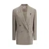 Lardini Prince De Wales Double-breasted Blazer In Beige