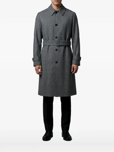 Lardini Cappotto Monopetto In Lana Vergine In Gray