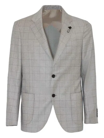 Lardini Prince-of-wales-check Blazer In Gray