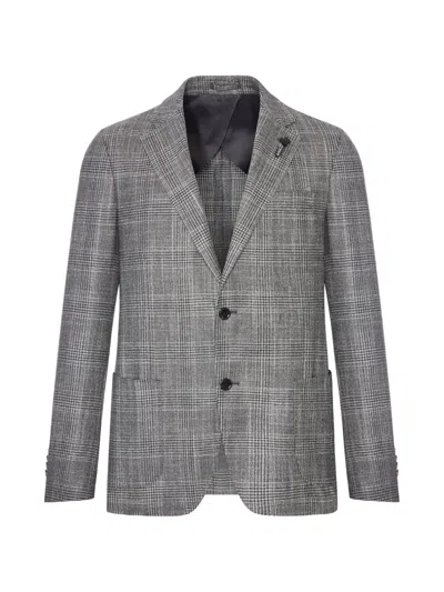 Lardini Prince Of Wales Check Blazer In Gray