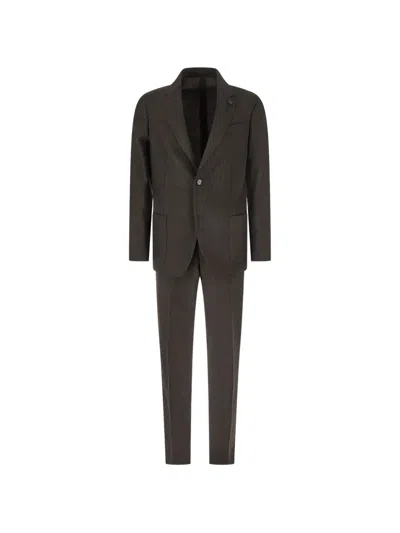 Lardini Prince Of Wales Check Suit In Brown
