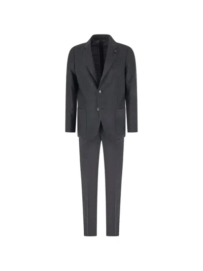 Lardini Prince Of Wales Check Suit In Gray
