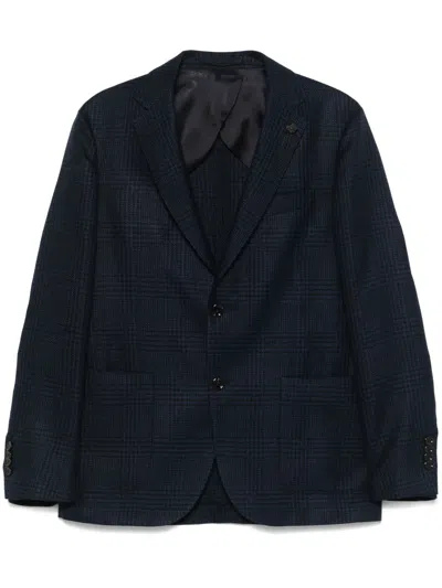 Lardini Prince Of Wales-pattern Blazer In Blue