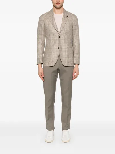 Lardini Prince Of Wales-pattern Blazer In Braun