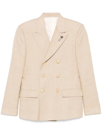 Lardini Prince Of Wales-pattern Blazer In Neutrals